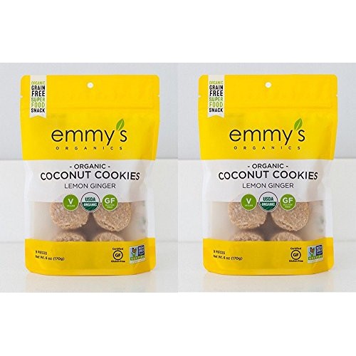 Emmys Organics Lemon Ginger Coconut Cookies, 6 Oz. Pack Of 2