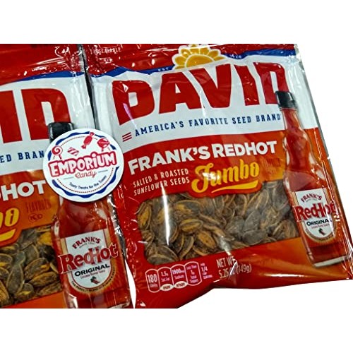 Two Packs of David Franks Red Hot Sunflower Seeds 5.25 oz Bags