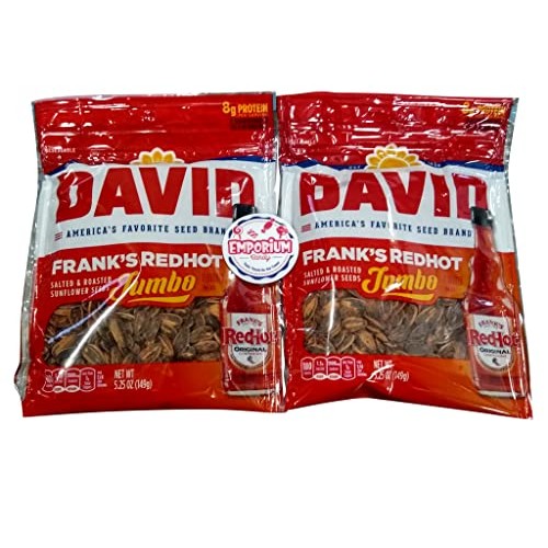 Two Packs of David Franks Red Hot Sunflower Seeds 5.25 oz Bags