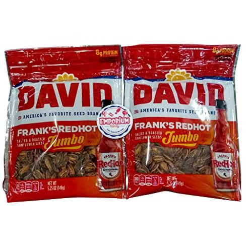 Two Packs of David Franks Red Hot Sunflower Seeds 5.25 oz Bags