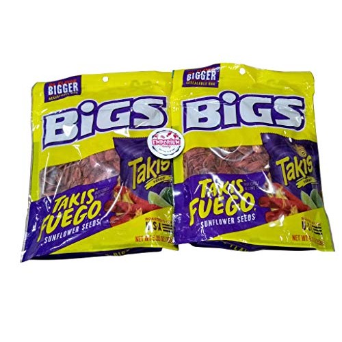 Two Packs Of Bigs Takis Sunflower Seeds 5.35 Oz Bags With Refri