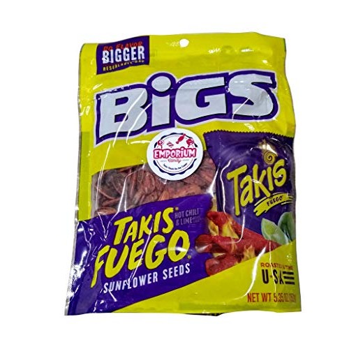 Two Packs Of Bigs Takis Sunflower Seeds 5.35 Oz Bags With Refri