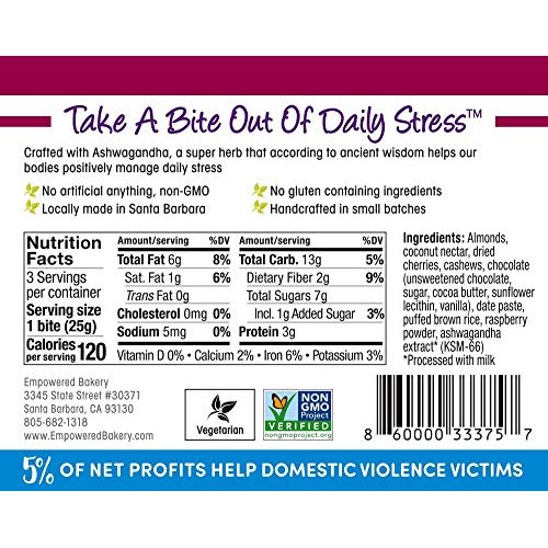 Empowered Bakery Chocolate Raspberry Energy Bites |Contain Ashwa