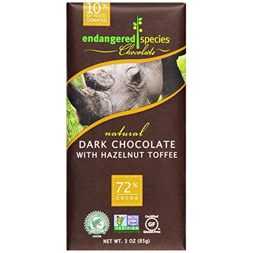 Endangered Species, Dark Chocolate And Hazelnut Bar, Black Rhino