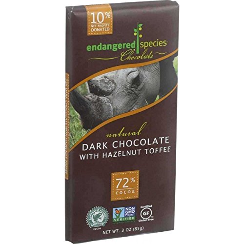 Endangered Species Chocolate Rhino Hazelnut Dark Chocolate Bar,