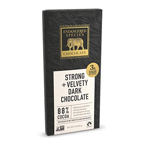 Endangered Species Chocolate Extreme Dark Chocolate Bar, 3 Ounce