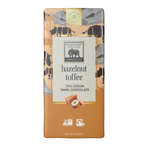 Endangered Species Dark Chocolate Bar with Hazelnut Toffee 72% ...