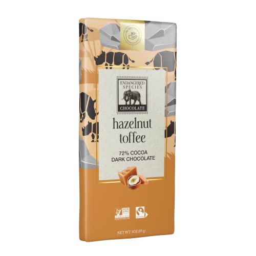Endangered Species Dark Chocolate Bar with Hazelnut Toffee 72% ...