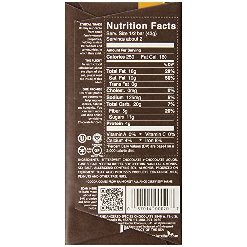 Endangered Species Chocolate Bar, Dark Chocolate With Sea Salt &Amp;
