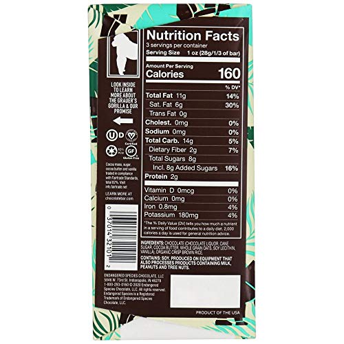 Endangered Species - Dark Chocolate Bars Box 55% Cocoa Oat Milk