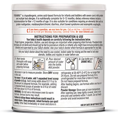 Puramino Hypoallergenic Baby Formula Powder For Severe Food Alle