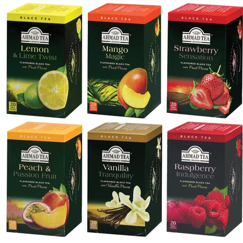 Ahmad Black Tea Variety Pack with Lemon and Lime, Mango Magic, P...