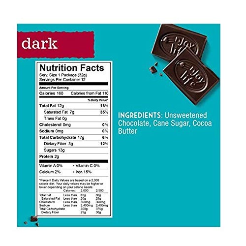 Enjoy Life Dark Chocolate Bar Gluten, Dairy, Soy &Amp; Nut Free, 1.1
