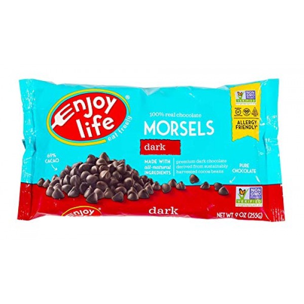 Enjoy Life Dark Chocolate Regular Size Morsels, Net Wt 9 Oz Per