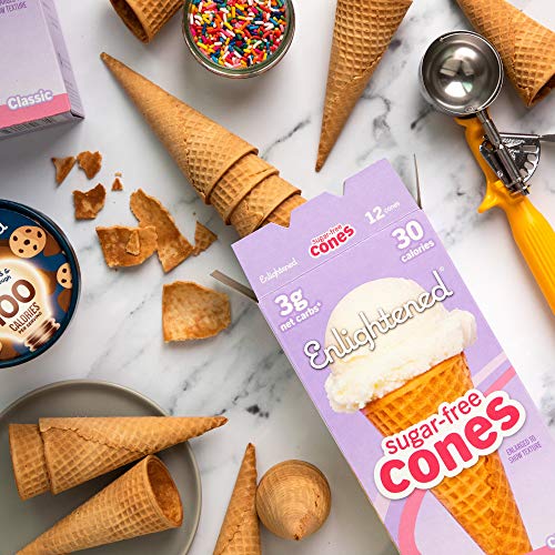 ENLIGHTENED ICE CREAM Sugar-Free Ice Cream Cones - Vegan Friendl...