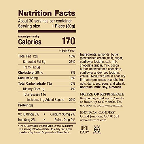 Enstrom Milk Chocolate Almond Toffee 2lb box | Handcrafted | Glu...