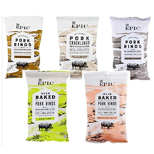 Epic Artisanal Oven Baked Pork Rinds, Variety Pack, Chili Lime,