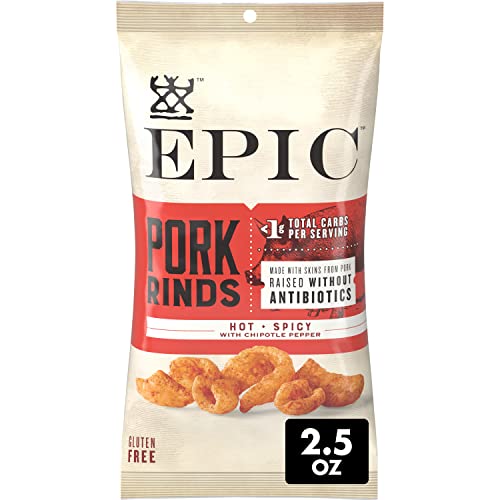 EPIC Pork Rinds, Hot and Spicy Chipotle Pepper, Keto Friendly Sn...