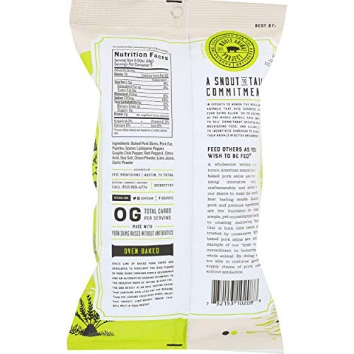 Epic Provisions Oven Baked Chile Lime Pork Rinds, 2.5 Oz