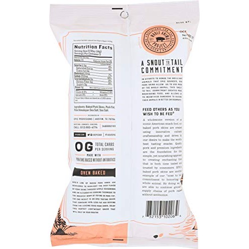 Epic Provisions Oven Baked Himalayan Sea Salt Pork Rinds, 2.5 Oz
