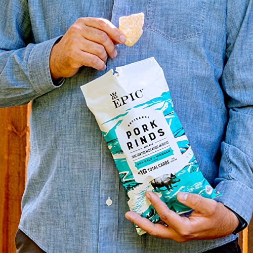 EPIC Sea Salt + Vinegar Oven Baked Pork Rinds, Keto Friendly, 2....