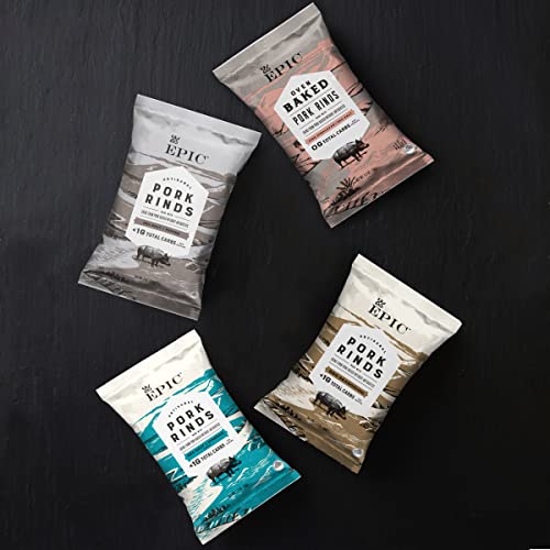 EPIC Sea Salt + Vinegar Oven Baked Pork Rinds, Keto Friendly, 2....