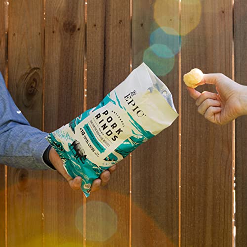 EPIC Sea Salt + Vinegar Oven Baked Pork Rinds, Keto Friendly, 2....