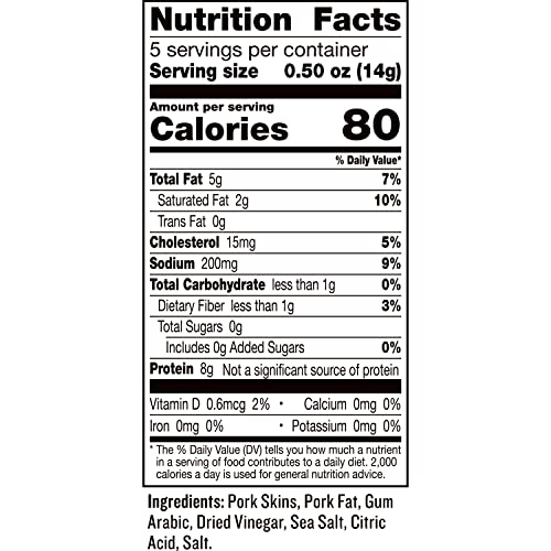 EPIC Sea Salt + Vinegar Oven Baked Pork Rinds, Keto Friendly, 2....