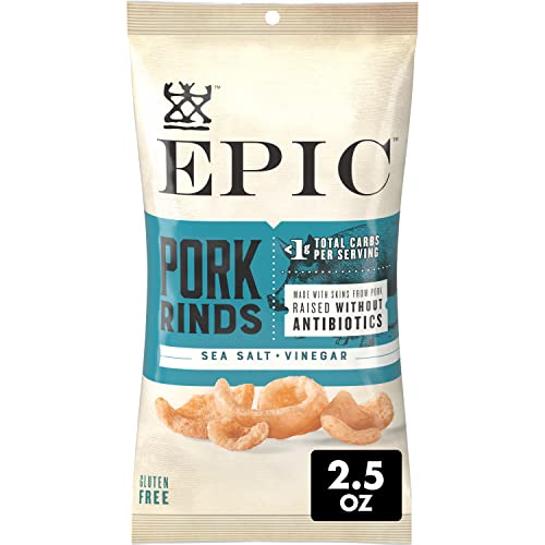 EPIC Sea Salt + Vinegar Oven Baked Pork Rinds, Keto Friendly, 2....