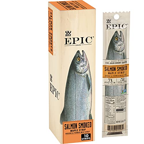 EPIC Smoked Salmon Snack Strips, Paleo Friendly Jerky, 10 ct