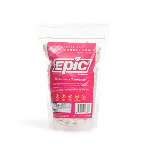 Epic 100% Xylitol-Sweetened Chewing Gum Bubblegum, 500-Count Bu