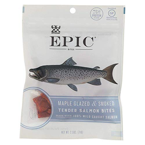 Epic Salmon Jerky Bites, Maple Glazed Gluten Free 2.5Oz Pack