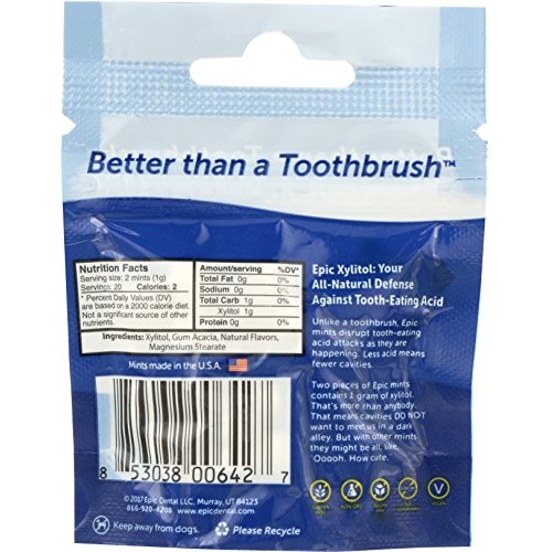 Epic Dental 100% Xylitol Sweetened Breath Mints, Peppermint Flav