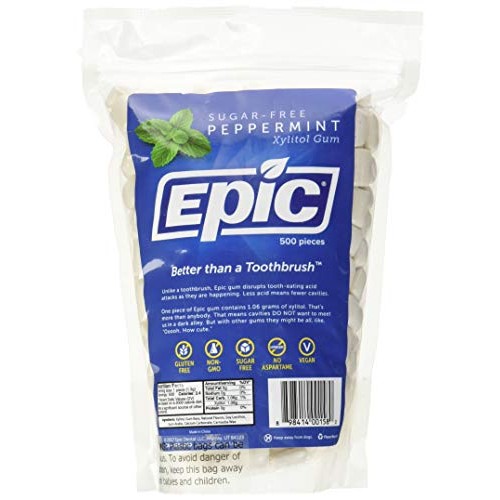Epic Dental 100% Xylitol Sweetened Gum Peppermint, 500-Count Bu