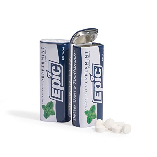 Epic Dental 100% Xylitol Sweetened Mints, Peppermint, 60 Count