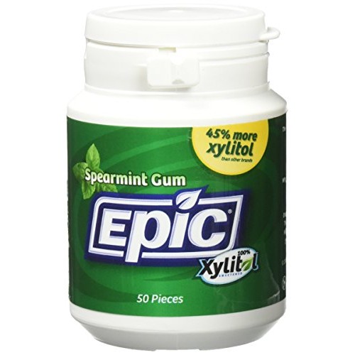 Epic Xylitol Sweetened Spearmint Gum, 50 Count