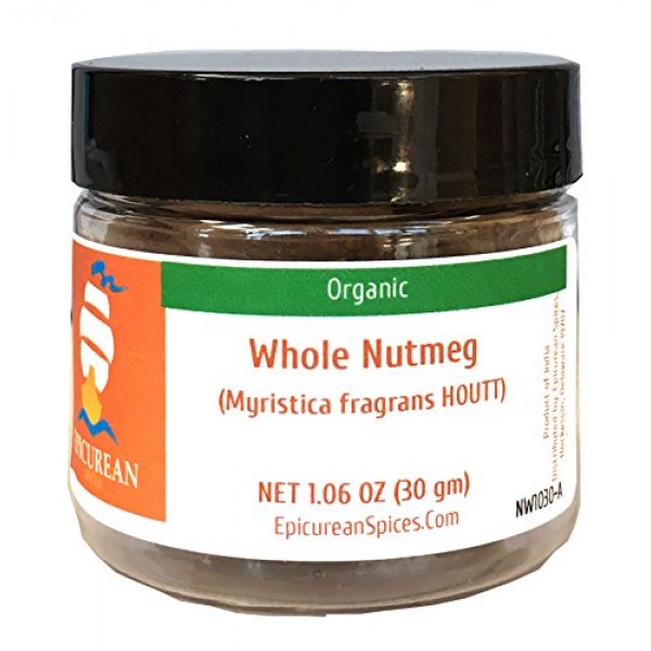 Epicurean Spices Organic Nutmeg, Whole, 1.06 Oz