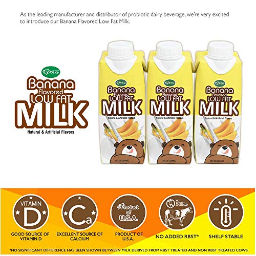Epoca Banana Flavored Lowfat Milk 6 Pack, Rbst Free Milk, Asepti