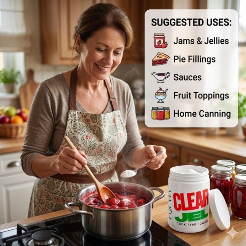 Equvia Clear Jel Powder, Cook Type Thickener for Canning, Jams, and Pie Fillings, 1.5 lbs (680g) – Premium Starch for Home Food Preservation