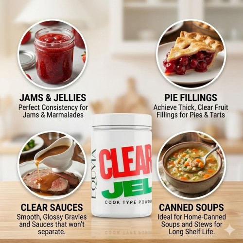 Equvia Clear Jel Powder, Cook Type Thickener for Canning, Jams, and Pie Fillings, 1.5 lbs (680g) – Premium Starch for Home Food Preservation