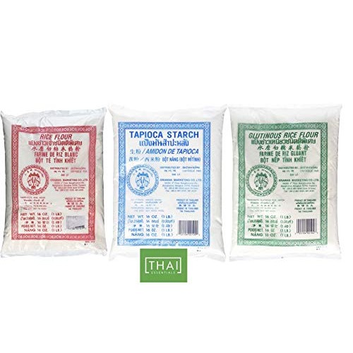 Thai Essentials Pack 3 Of Thai Rice Flour, Dried Sweet Glutinous