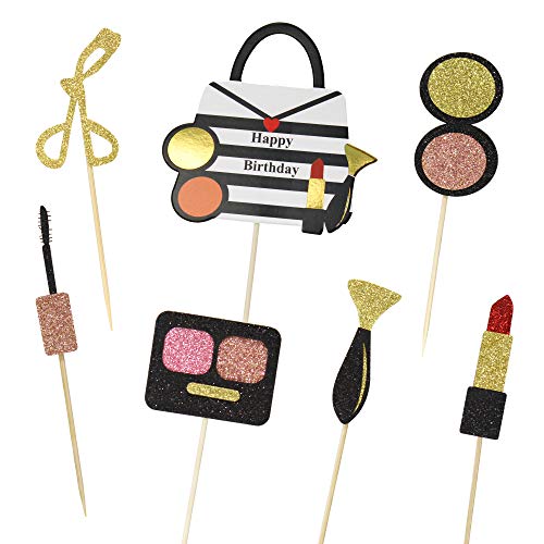Ercadio 21 Pack Glitter Makeup Cupcake Toppers Bachelorette Part