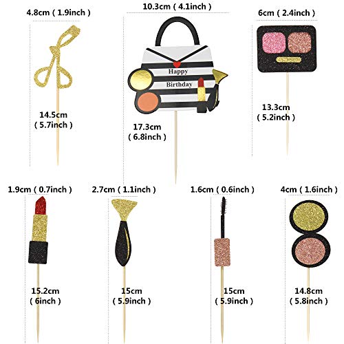 Ercadio 21 Pack Glitter Makeup Cupcake Toppers Bachelorette Part