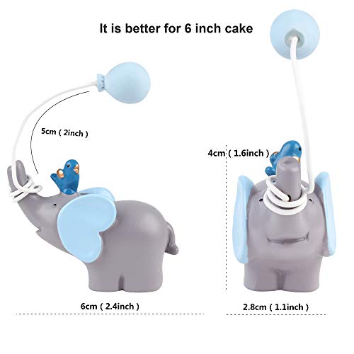 Ercadio Blue Balloon Lucky Elephant Cake Topper Resin Little Fig