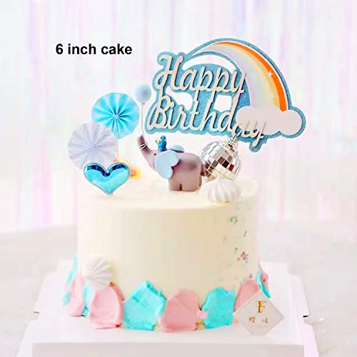 Ercadio Blue Balloon Lucky Elephant Cake Topper Resin Little Fig