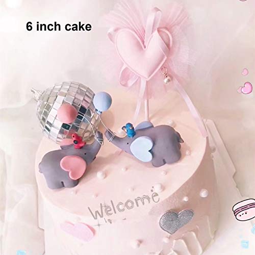 Ercadio Blue Balloon Lucky Elephant Cake Topper Resin Little Fig