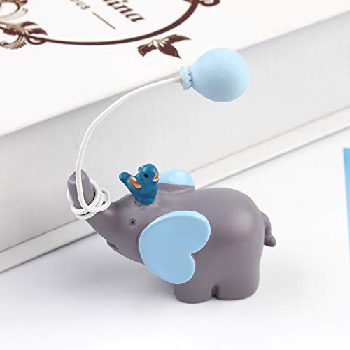 Ercadio Blue Balloon Lucky Elephant Cake Topper Resin Little Fig