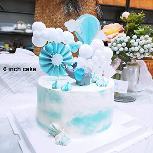 Ercadio Blue Balloon Lucky Elephant Cake Topper Resin Little Fig