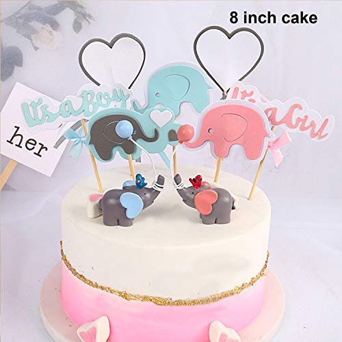 Ercadio Blue Balloon Lucky Elephant Cake Topper Resin Little Fig