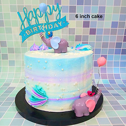 Ercadio Blue Balloon Lucky Elephant Cake Topper Resin Little Fig